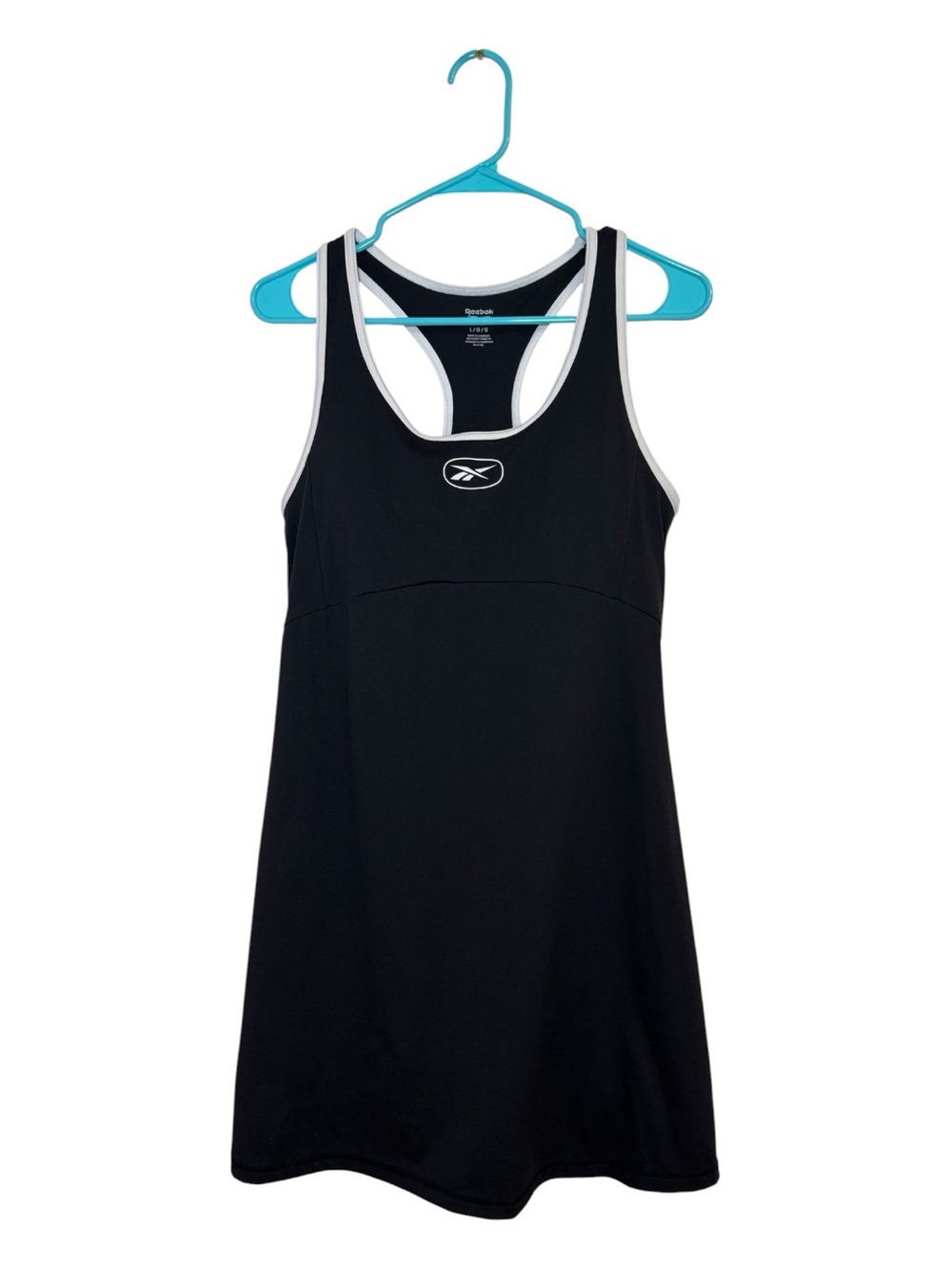 Reebok Black Racerback Athletic Tennis Dress with White Logo Accents